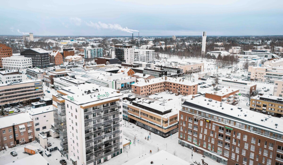 Talvinen ilmakuva Seinäjoen keskustasta